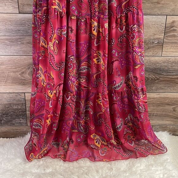 LANE BRYANT Ladies Floral Paisley Print Smocked Halter Style Maxi Dress Size 14 - Picture 6 of 10